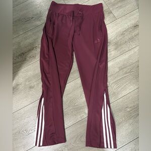 Adidas Kids Burgundy Joggers with White Stripes